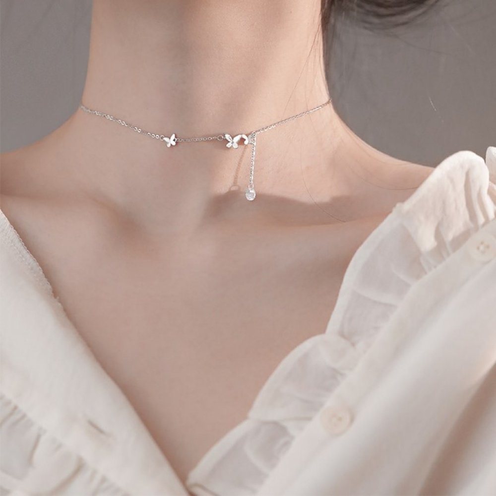 NEW Sterling Silver Diamond Butterfly Necklace - Picture 7 of 15